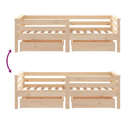 Kids Bed Frame with Drawers 70x140 cm Solid Wood Pine