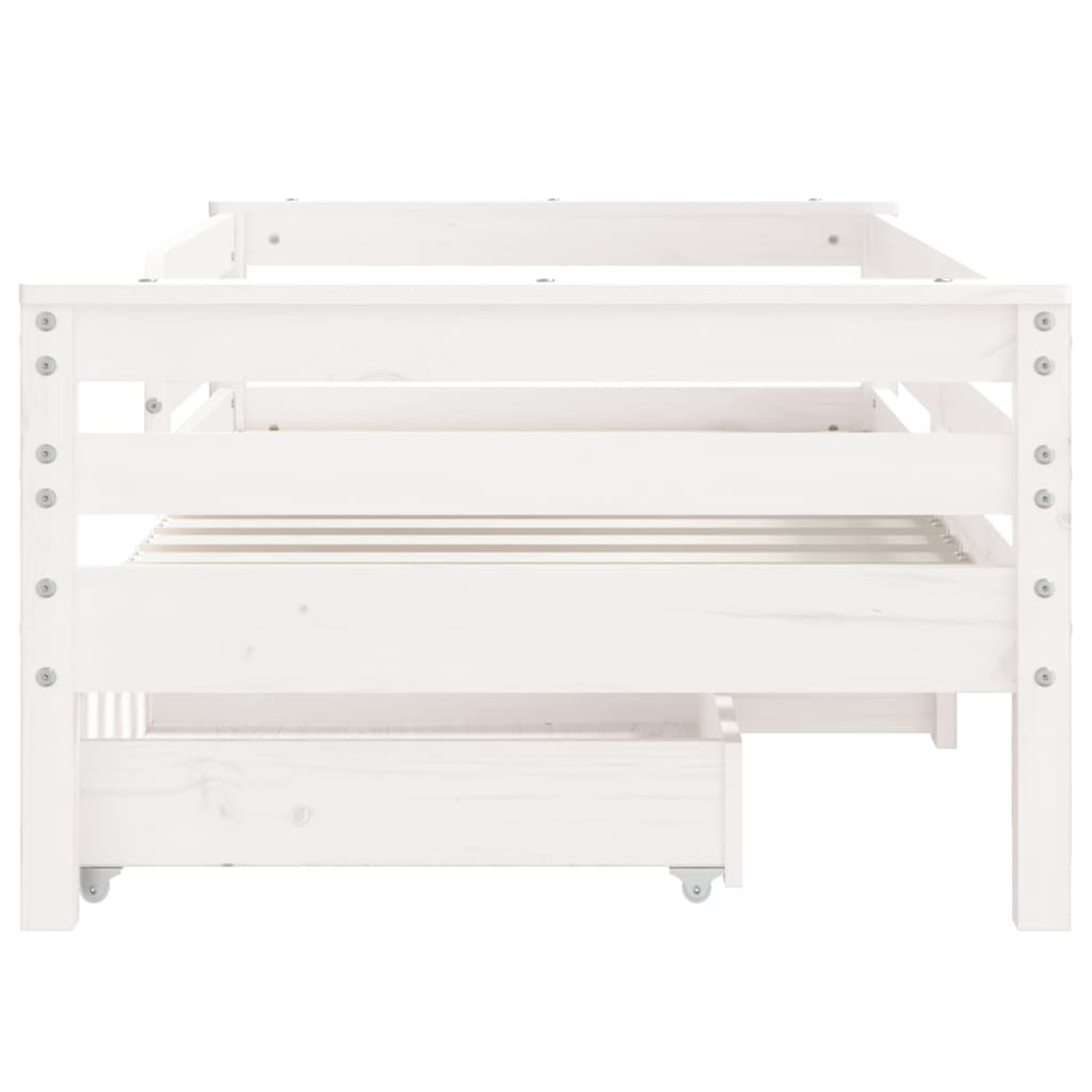 Kids Bed Frame with Drawers White 70x140 cm Solid Wood Pine