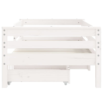 Kids Bed Frame with Drawers White 70x140 cm Solid Wood Pine