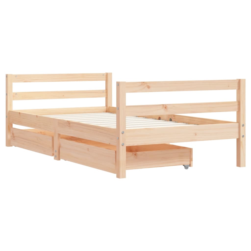 Kids Bed Frame with Drawers 80x160 cm Solid Wood Pine