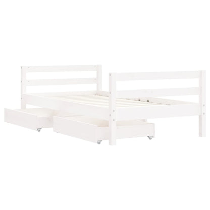 Kids Bed Frame with Drawers White 80x160 cm Solid Wood Pine