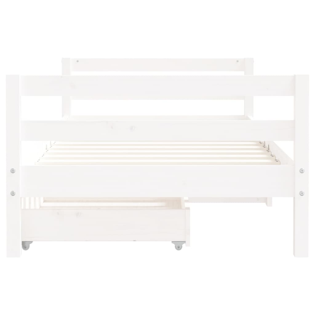 Kids Bed Frame with Drawers White 80x160 cm Solid Wood Pine