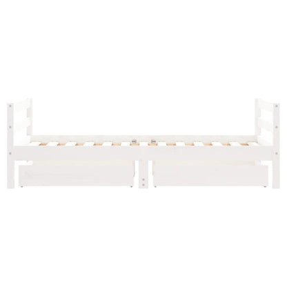 Kids Bed Frame with Drawers White 80x160 cm Solid Wood Pine