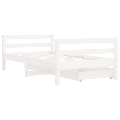 Kids Bed Frame with Drawers White 80x160 cm Solid Wood Pine