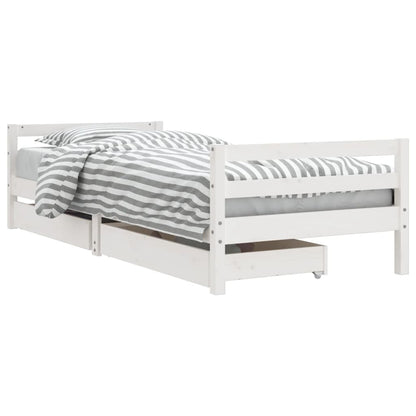 Kids Bed Frame with Drawers White 90x190 cm Solid Wood Pine