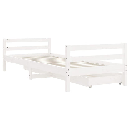 Kids Bed Frame with Drawers White 90x190 cm Solid Wood Pine