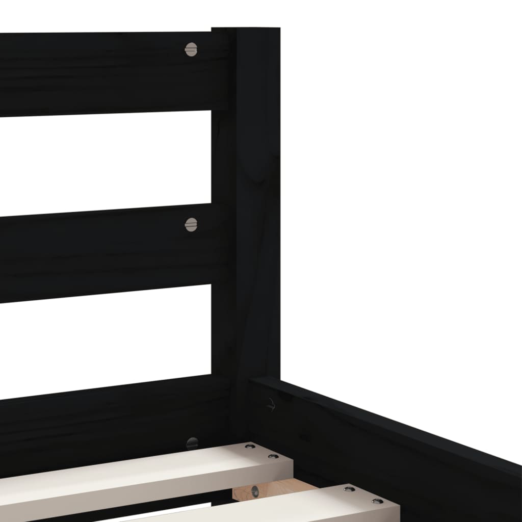 Kids Bed Frame with Drawers Black 90x190 cm Solid Wood Pine