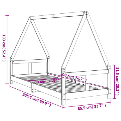 Kids Bed Frame 80x200 cm Solid Wood Pine