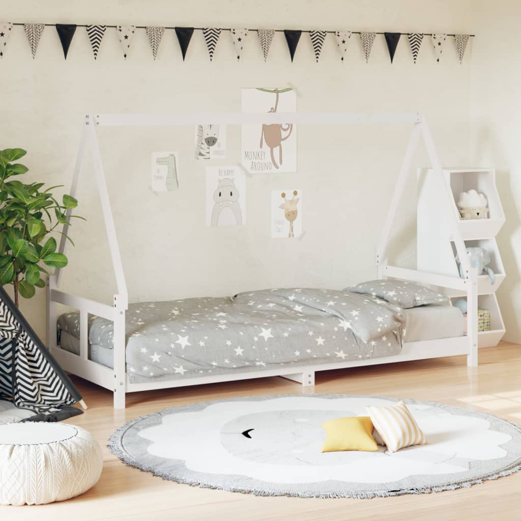 Kids Bed Frame White 80x200 cm Solid Wood Pine