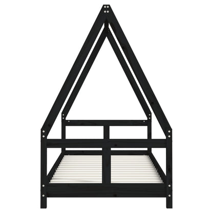 Kids Bed Frame Black 80x200 cm Solid Wood Pine