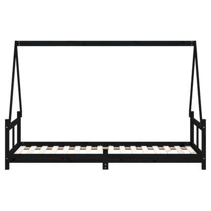 Kids Bed Frame Black 80x200 cm Solid Wood Pine