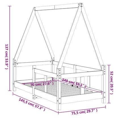 Kids Bed Frame 70x140 cm Solid Wood Pine