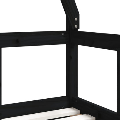 Kids Bed Frame Black 70x140 cm Solid Wood Pine