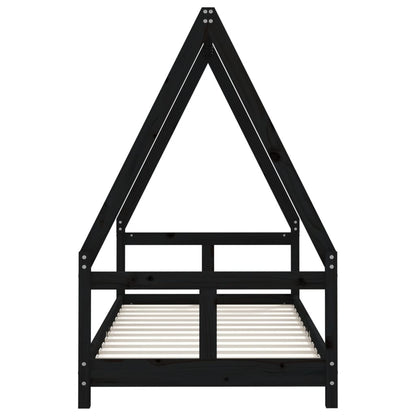 Kids Bed Frame Black 80x160 cm Solid Wood Pine