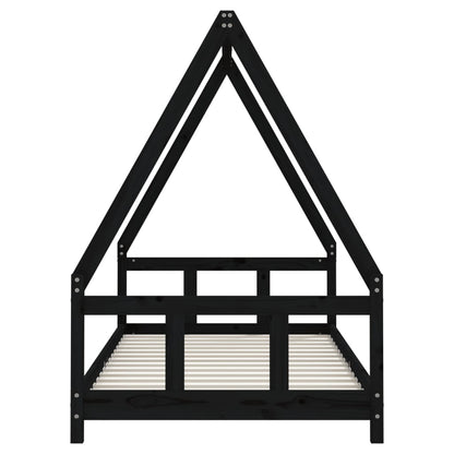 Kids Bed Frame Black 90x190 cm Solid Wood Pine