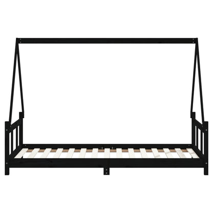 Kids Bed Frame Black 90x190 cm Solid Wood Pine