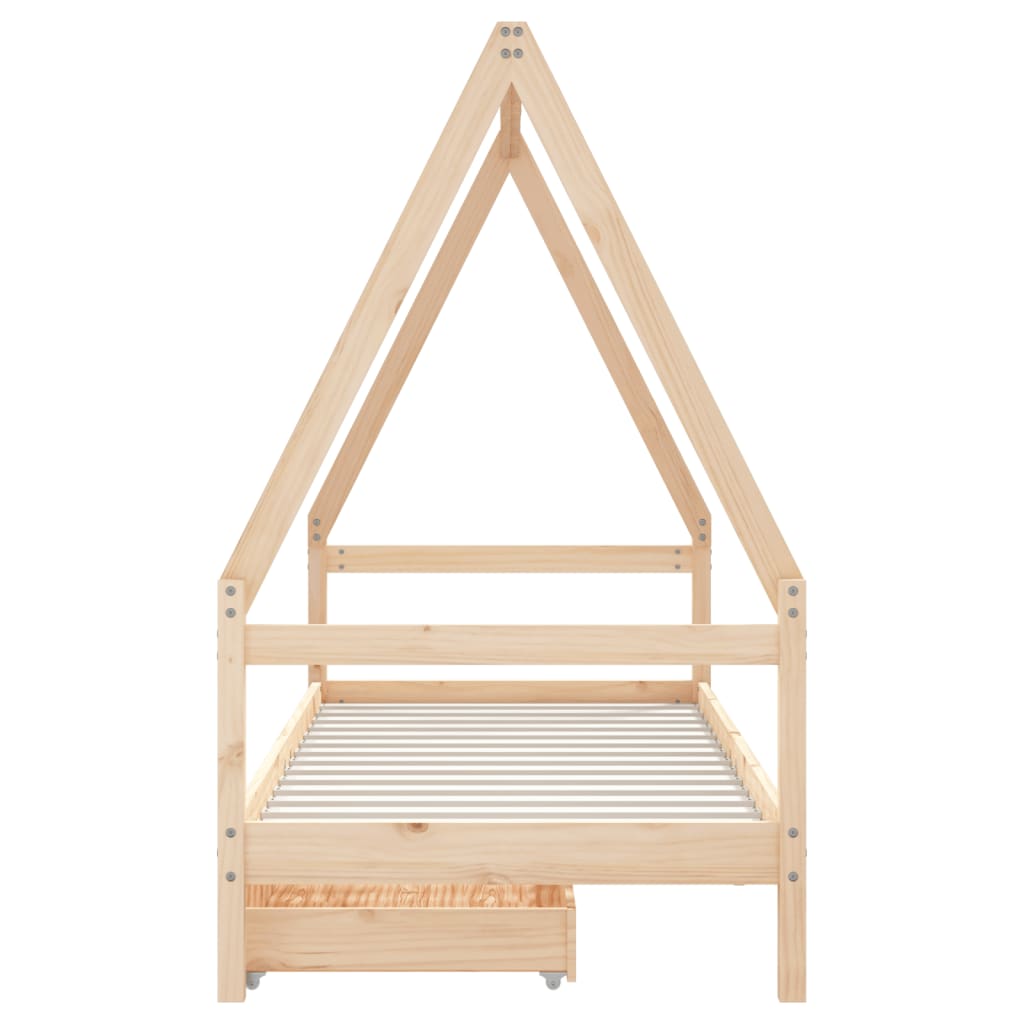 Kids Bed Frame with Drawers 80x200 cm Solid Wood Pine