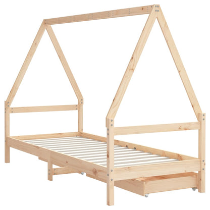 Kids Bed Frame with Drawers 80x200 cm Solid Wood Pine