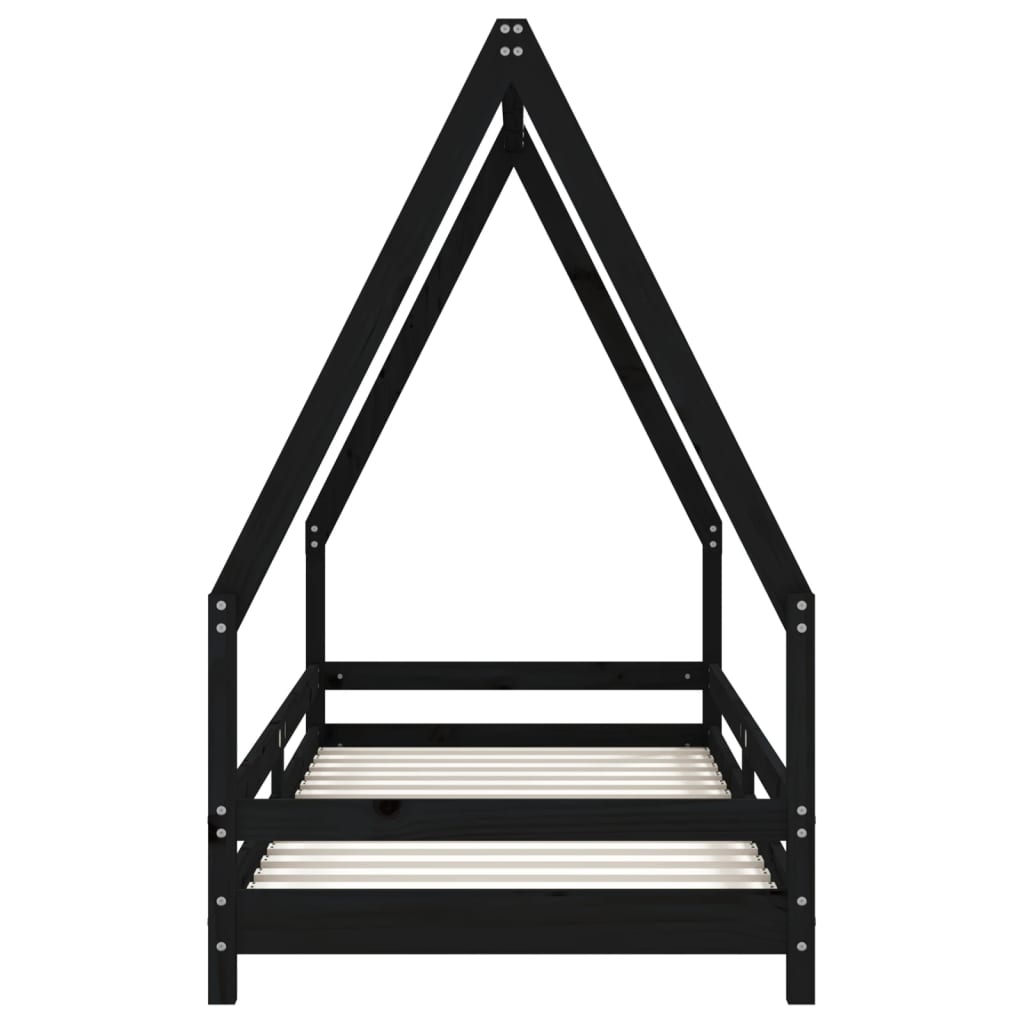 Kids Bed Frame Black 80x200 cm Solid Wood Pine