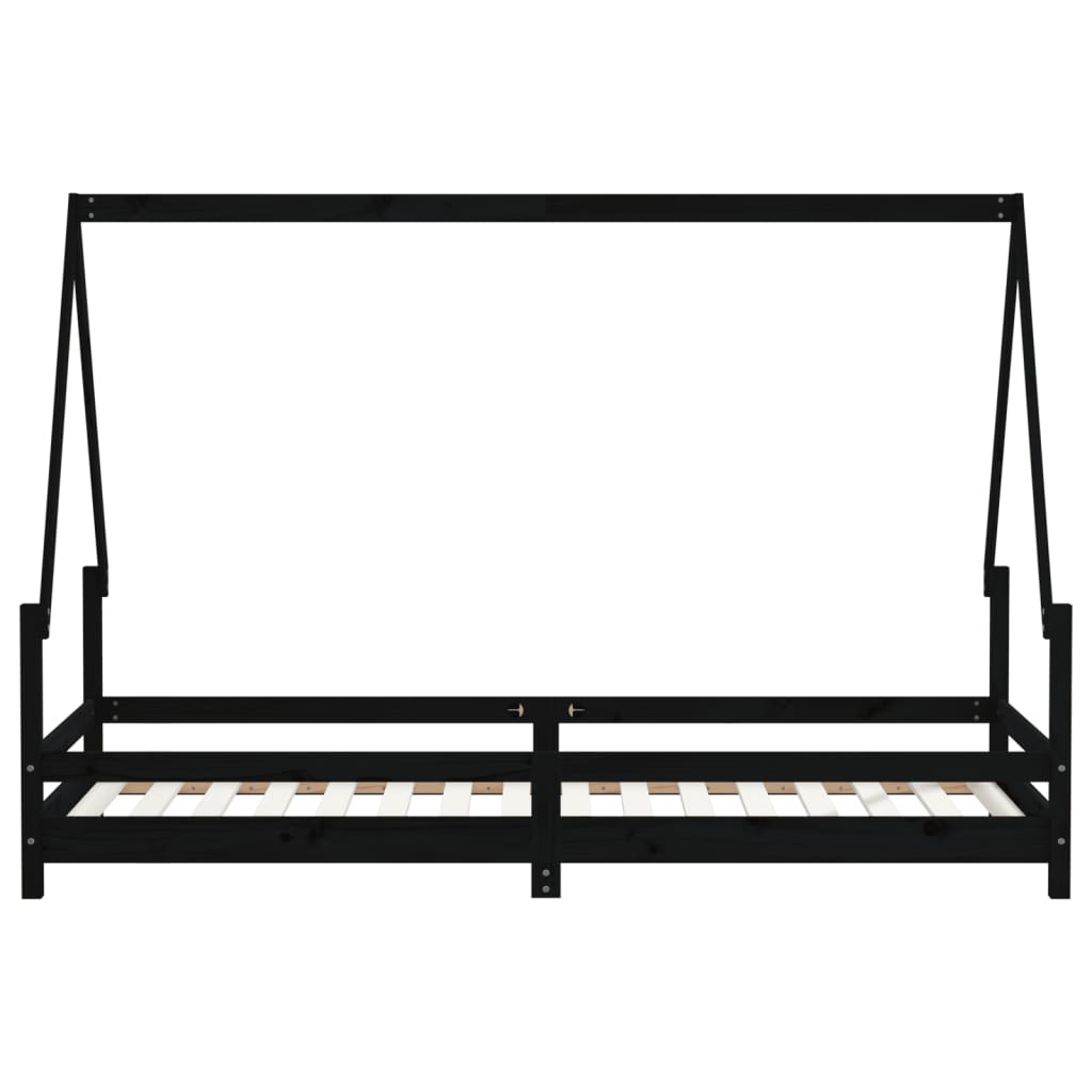 Kids Bed Frame Black 80x200 cm Solid Wood Pine