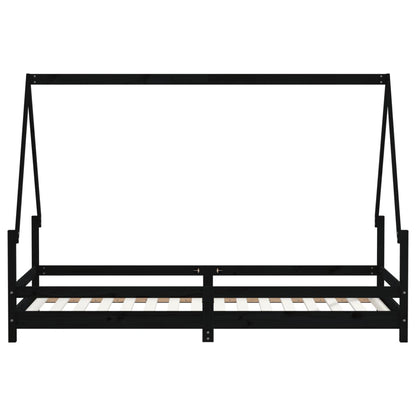 Kids Bed Frame Black 80x200 cm Solid Wood Pine