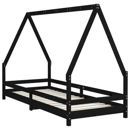 Kids Bed Frame Black 80x200 cm Solid Wood Pine