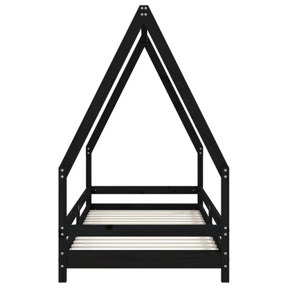 Kids Bed Frame Black 90x200 cm Solid Wood Pine