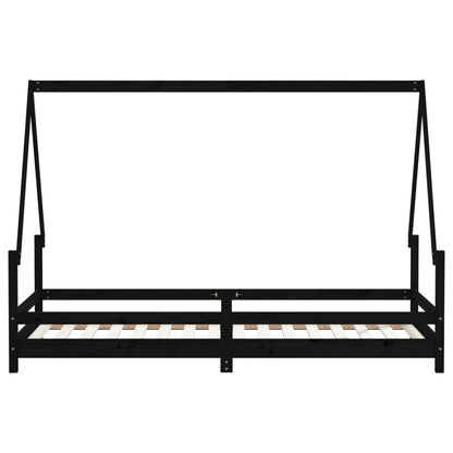 Kids Bed Frame Black 90x200 cm Solid Wood Pine