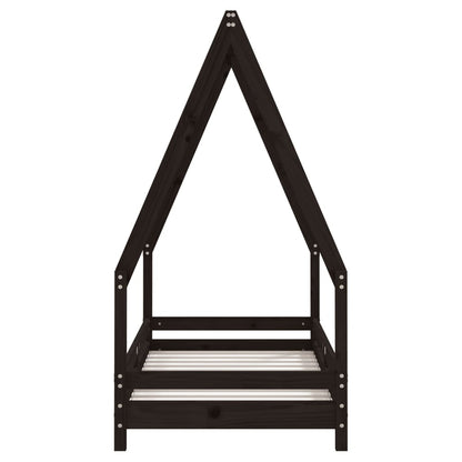 Kids Bed Frame Black 70x140 cm Solid Wood Pine