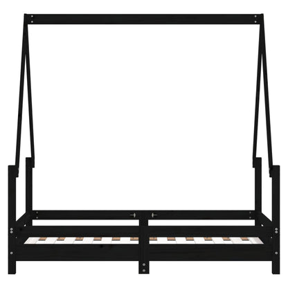 Kids Bed Frame Black 70x140 cm Solid Wood Pine