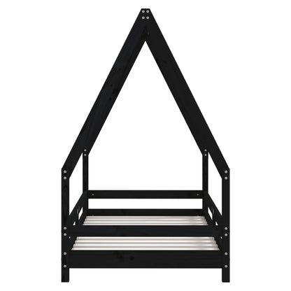 Kids Bed Frame Black 80x160 cm Solid Wood Pine