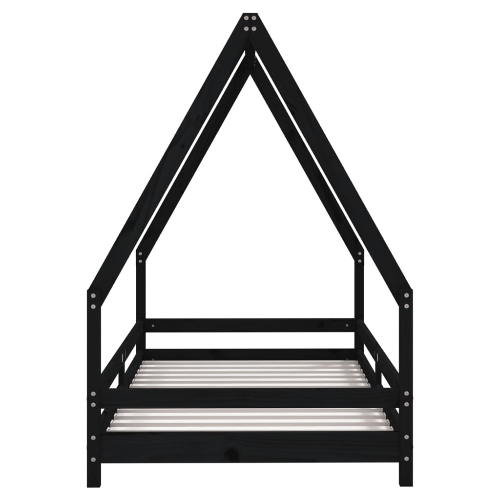 Kids Bed Frame Black 90x190 cm Solid Wood Pine