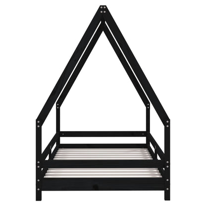 Kids Bed Frame Black 90x190 cm Solid Wood Pine