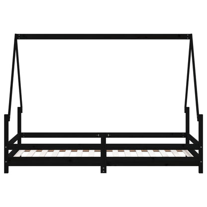 Kids Bed Frame Black 90x190 cm Solid Wood Pine