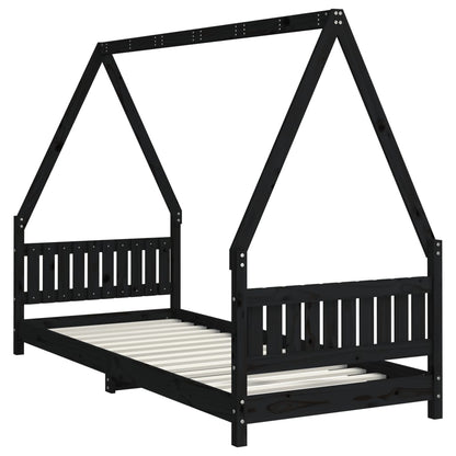 Kids Bed Frame Black 80x200 cm Solid Wood Pine