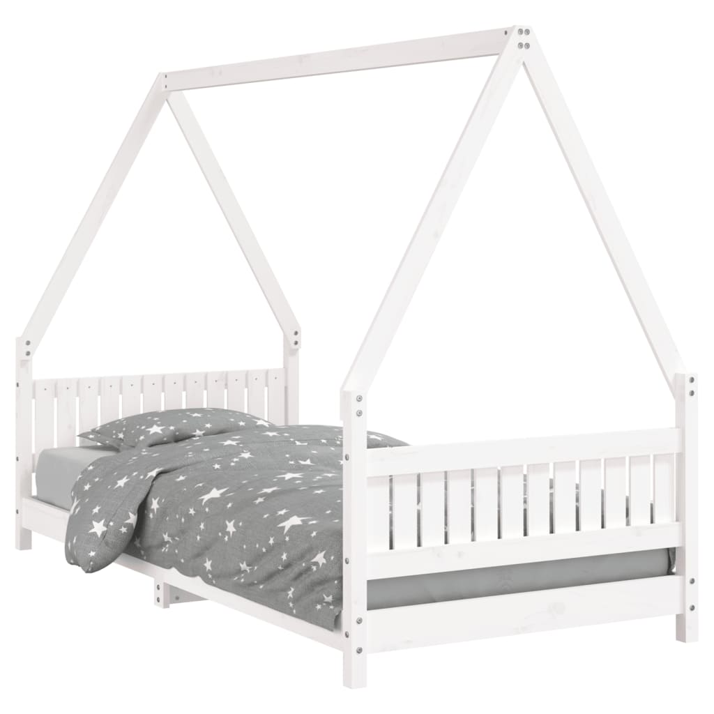 Kids Bed Frame White 90x200 cm Solid Wood Pine