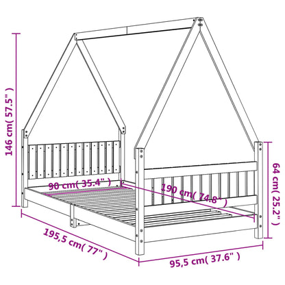 Kids Bed Frame 90x190 cm Solid Wood Pine