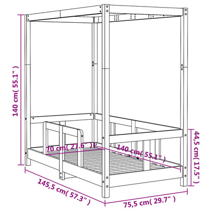 Kids Bed Frame 70x140 cm Solid Wood Pine