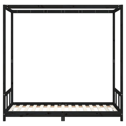 Kids Bed Frame Black 90x190 cm Solid Wood Pine