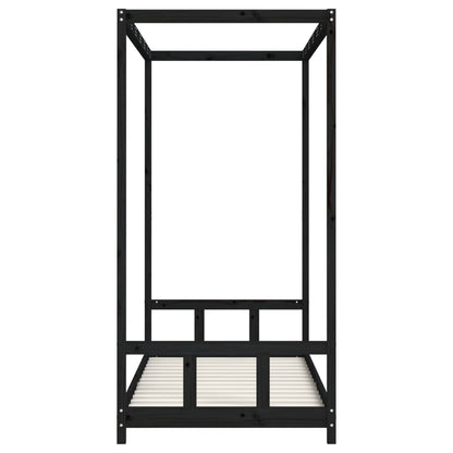 Kids Bed Frame Black 90x190 cm Solid Wood Pine