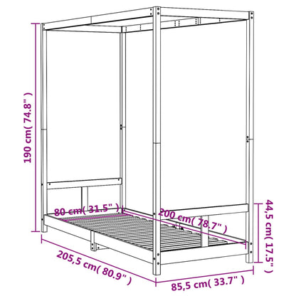 Kids Bed Frame White 80x200 cm Solid Wood Pine