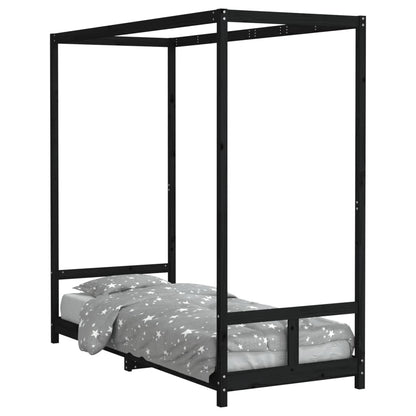 Kids Bed Frame Black 80x200 cm Solid Wood Pine