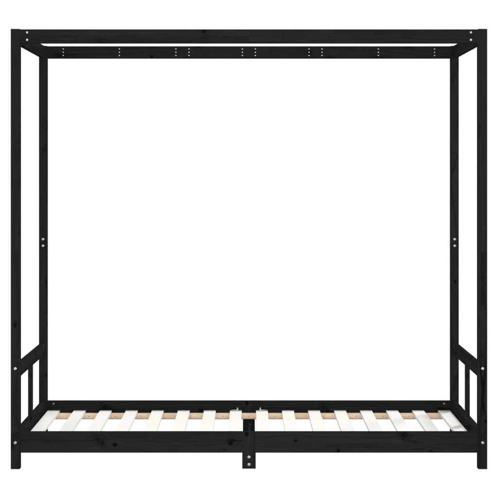 Kids Bed Frame Black 80x200 cm Solid Wood Pine