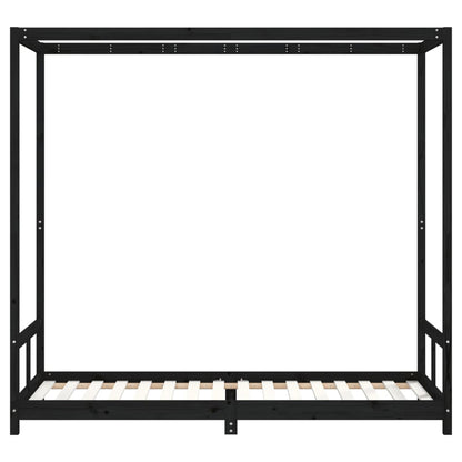 Kids Bed Frame Black 80x200 cm Solid Wood Pine