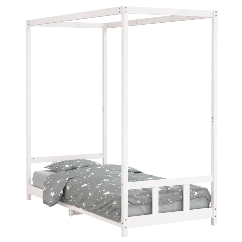 Kids Bed Frame White 90x200 cm Solid Wood Pine