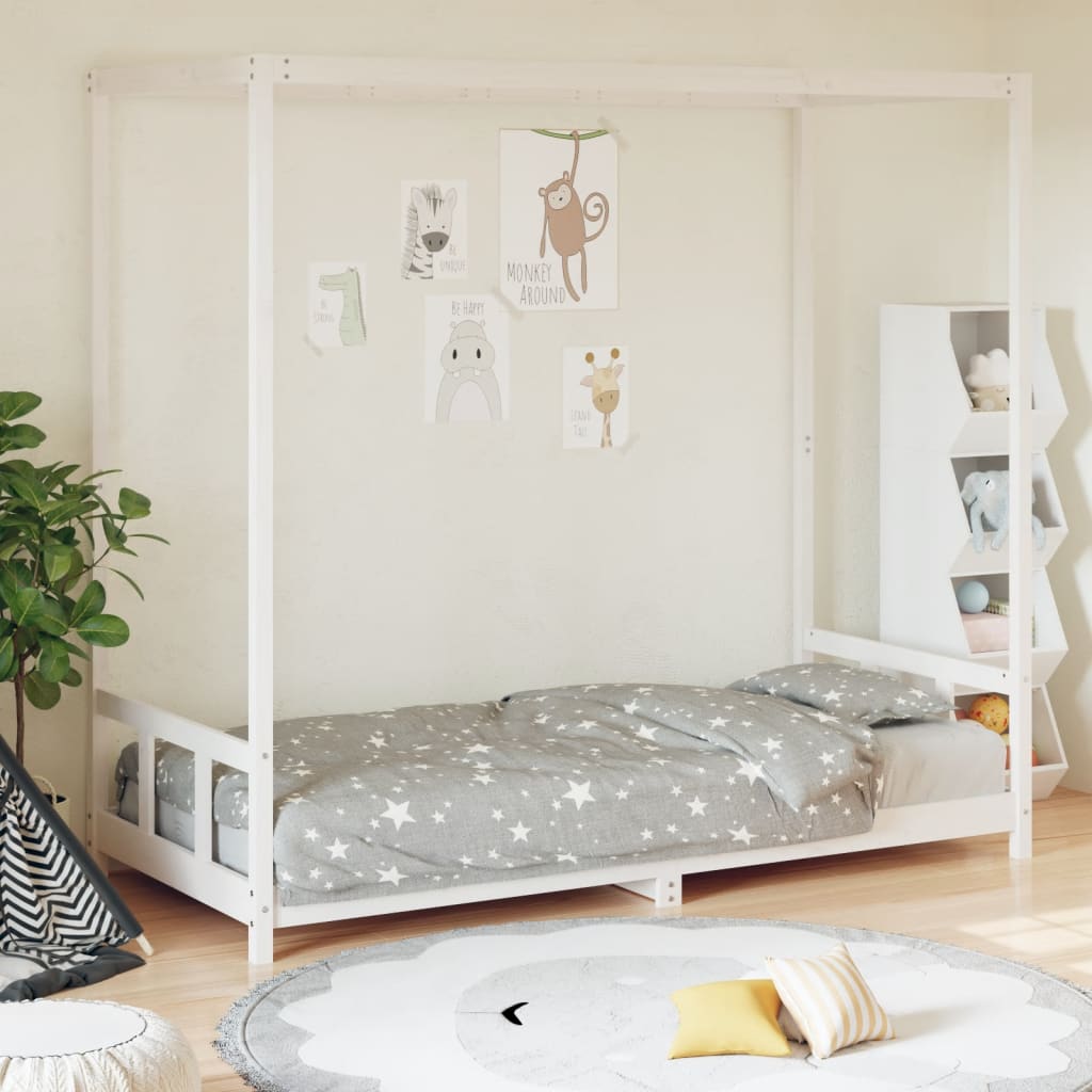 Kids Bed Frame White 90x200 cm Solid Wood Pine