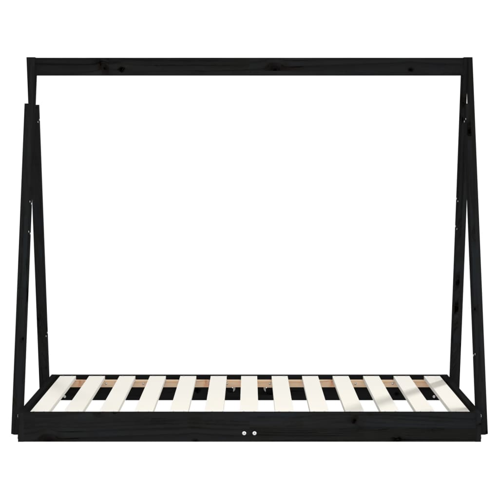 Kids Bed Frame Black 70x140 cm Solid Wood Pine