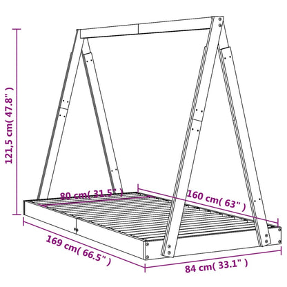 Kids Bed Frame White 80x160 cm Solid Wood Pine