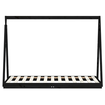 Kids Bed Frame Black 80x160 cm Solid Wood Pine