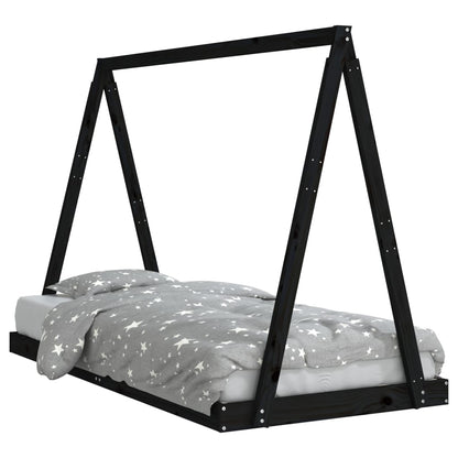 Kids Bed Frame Black 90x190 cm Solid Wood Pine